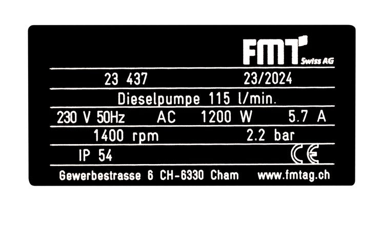 FMT Dieselpump 115 l/min 230V