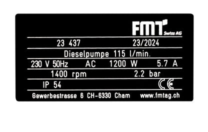 FMT Dieselpump 115 l/min 230V